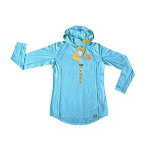 NWT Ariat Rebar Evolution Hooded Sun Shirt Women XS Blue Performance Tek Cooling